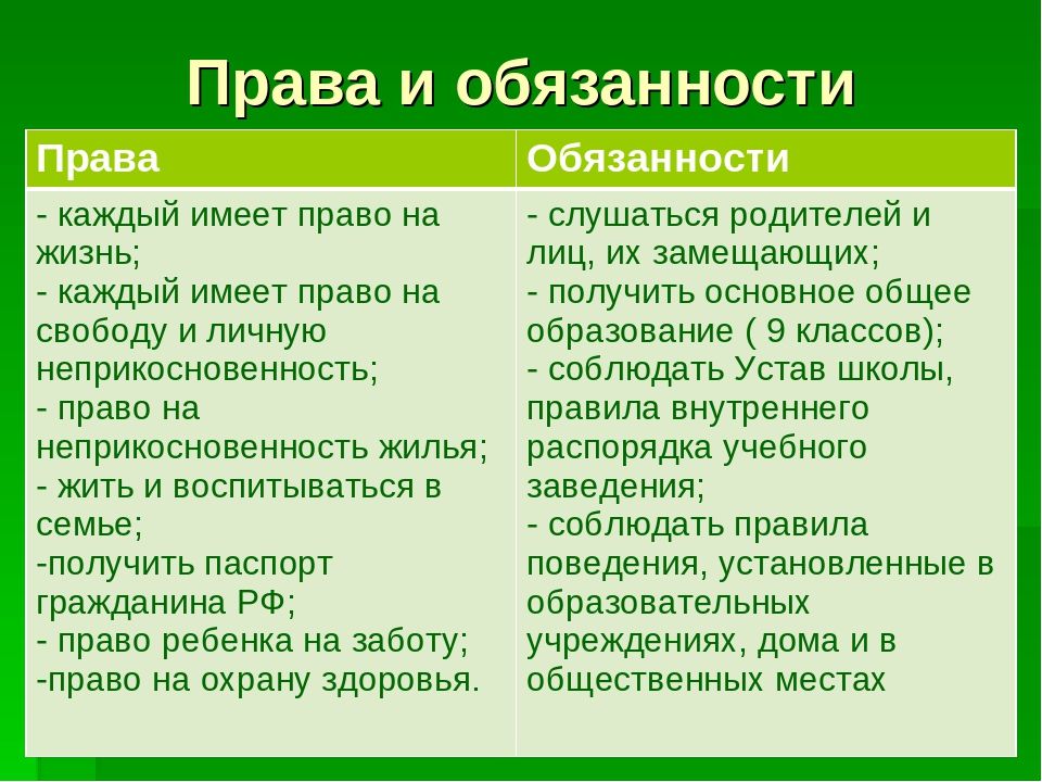 Знай свои права и обязанности!