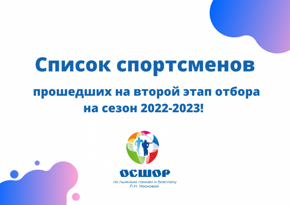 Список спортсменов, прошедших на второй этап отбора на сезон 2022-2023! 